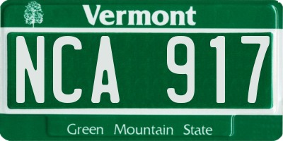VT license plate NCA917