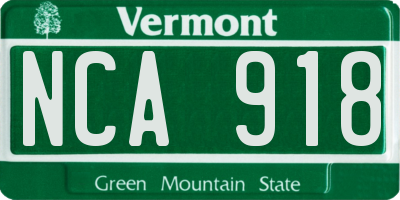 VT license plate NCA918