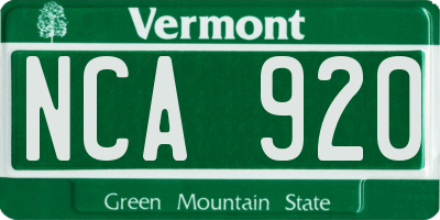 VT license plate NCA920