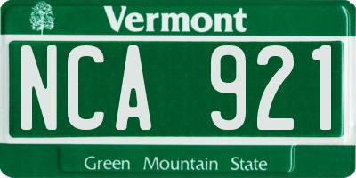 VT license plate NCA921