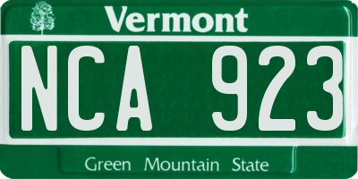 VT license plate NCA923