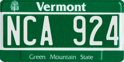 VT license plate NCA924