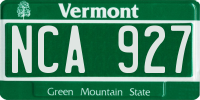 VT license plate NCA927