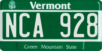 VT license plate NCA928