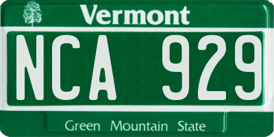 VT license plate NCA929
