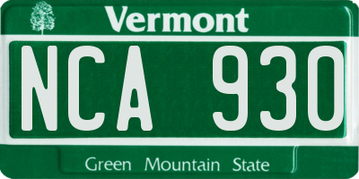 VT license plate NCA930