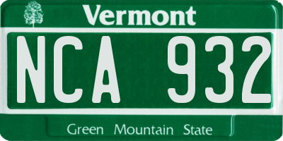 VT license plate NCA932