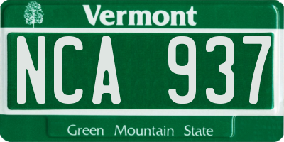 VT license plate NCA937
