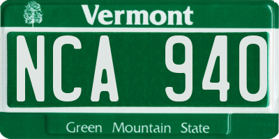 VT license plate NCA940