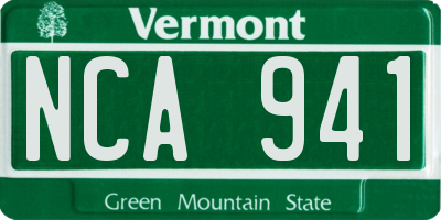 VT license plate NCA941