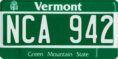 VT license plate NCA942