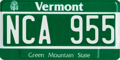 VT license plate NCA955