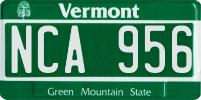 VT license plate NCA956