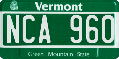 VT license plate NCA960