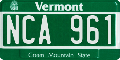 VT license plate NCA961