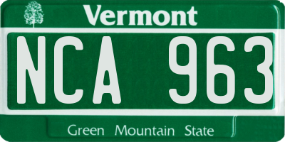 VT license plate NCA963