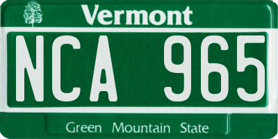 VT license plate NCA965