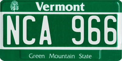 VT license plate NCA966