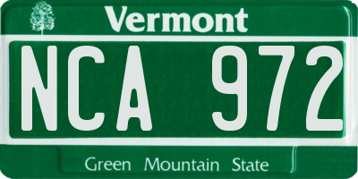 VT license plate NCA972