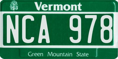 VT license plate NCA978