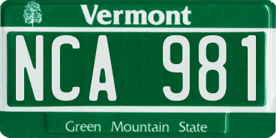 VT license plate NCA981