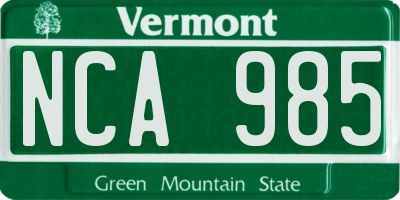 VT license plate NCA985