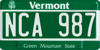 VT license plate NCA987