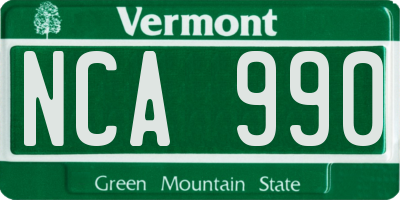VT license plate NCA990