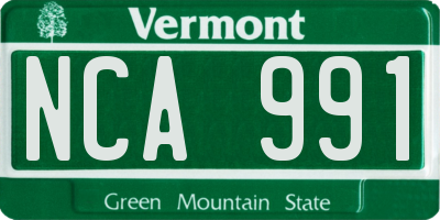 VT license plate NCA991
