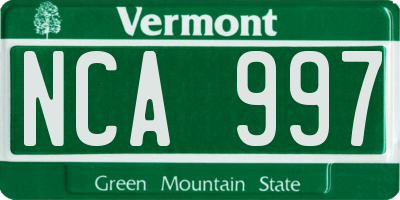 VT license plate NCA997