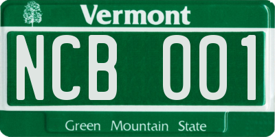 VT license plate NCB001