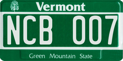VT license plate NCB007