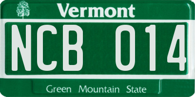 VT license plate NCB014