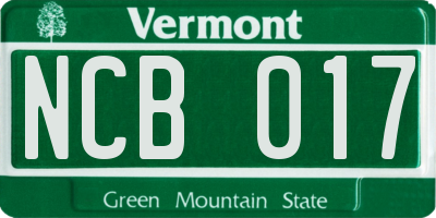 VT license plate NCB017