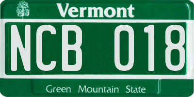 VT license plate NCB018