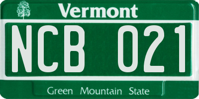 VT license plate NCB021