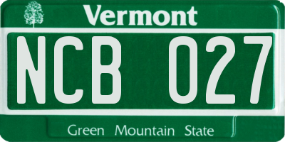 VT license plate NCB027