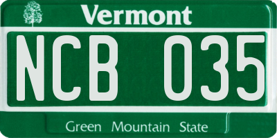 VT license plate NCB035