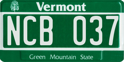 VT license plate NCB037