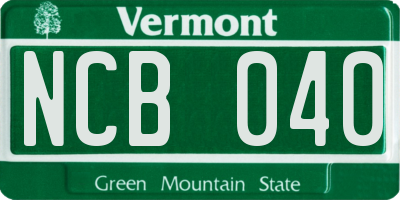VT license plate NCB040
