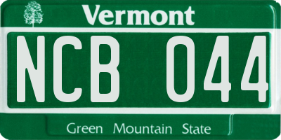 VT license plate NCB044