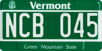 VT license plate NCB045