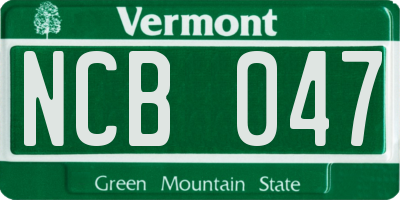 VT license plate NCB047