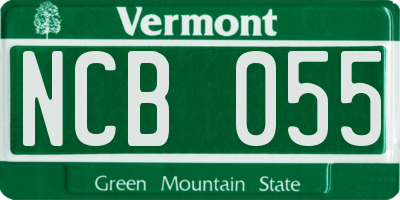 VT license plate NCB055