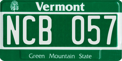 VT license plate NCB057
