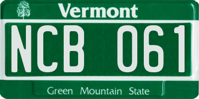 VT license plate NCB061