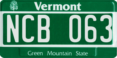 VT license plate NCB063