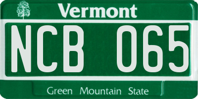 VT license plate NCB065