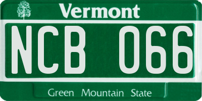 VT license plate NCB066