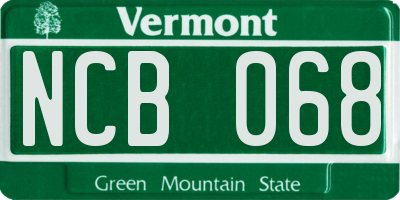 VT license plate NCB068